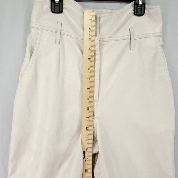 Nanushka Vegan Leather Pants Size XS Taper Ivory High Rise Pockets - Picture 5 of 16